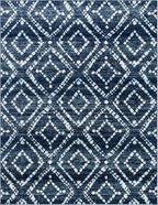 SAFAVIEH Adirondack Collection X-Large Area Rug - 12' x 18', Navy & Ivory, Modern Diamond Distressed Design, Non-Shedding & Easy Care, Ideal for High Traffic Areas in Living Room, Bedroom (ADR131N)
