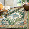 SAFAVIEH Monaco Collection Area Rug - 6'7" x 9'2", Forest Green & Light Blue, Medallion Distressed Design, Non-Shedding & Easy Care, Ideal for High Traffic Areas in Living Room, Bedroom (MNC243F)