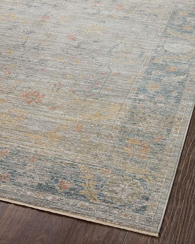 Loloi Magnolia Home by Joanna Gaines Millie Collection MIE-04 Slate/Multi 5'-3" x 7'-6", .25" Pile Height, Area Rug