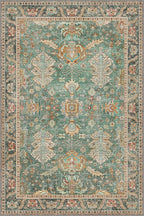 Bavni Entryway Rug, 2x3 Washable Rug Ultra-Thin Low Pile, Non-Slip Small Rugs Indoor for Front Door Entrance Bathroom, Vintage Print Carpet Soft Stain Resistance, Sage/Gold