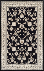 Superior Elegant Kingfield Collection Area Rug, 8mm Pile Height with Jute Backing, Classic Bordered Rug Design, Anti-Static, Water-Repellent Rugs, 5' x 8', Black