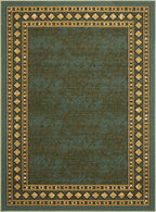 Antep Rugs Alfombras Modern Bordered 5x7 Non-Skid (Non-Slip) Low Profile Pile Rubber Backing Indoor Area Rugs (Green, 5' x 7')