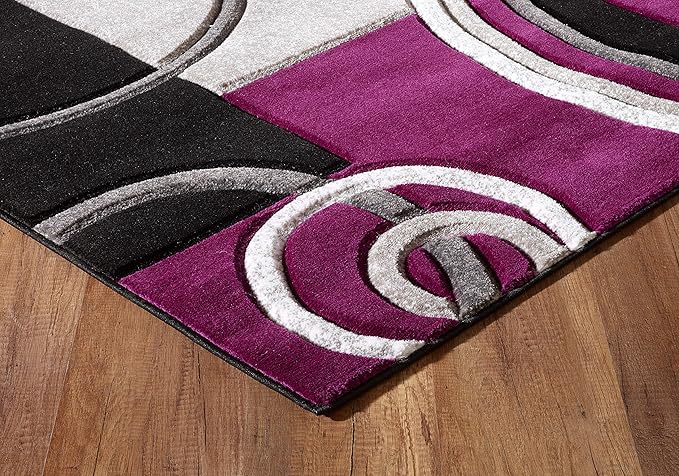 GLORY RUGS Area Rug 2x3 Door Mat Purple Geometric Soft Floor Carpet with Premium Fluffy Texture for Indoor Living Dining Room and Bedroom Area