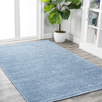 JONATHAN Y Haze Solid Low-Pile Classic Blue Indoor Area Rug 8x10, Coastal,Bohemian,Minimalist,Classic, Easy-Cleaning for Living Room,Bedroom,Kitchen,Pet Friendly,Non-Shedding (SEU100F-8)