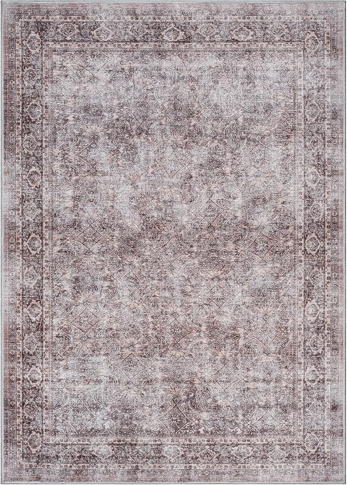 Turkish Rug. Washable Vintage Oriental Antique Inspired Traditional Doormat Small Modern Area Rugs Luxury Entryway Entry Bedroom Bathroom Kitchen (397CB, 2'5 x 6'9)