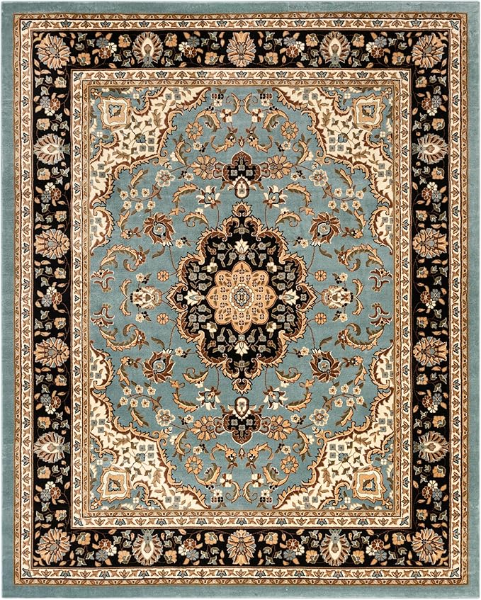 Well Woven Barclay Collection Medallion Kashan Light Blue 8x10 Area Rug - for Living Room, Bedroom, and Dining Room