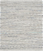 SAFAVIEH Rag Rug Collection Area Rug - 4' Square, Grey, Handmade Boho Stripe Cotton, Ideal for High Traffic Areas in Living Room, Bedroom (RAR121A)