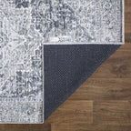 Bloom Rugs Caria Washable Non-Slip 9x12 Rug - Gray/Dark Blue Traditional Area Rug for Living Room, Bedroom, Dining Room, and Kitchen - Exact Size: 9' x 12'