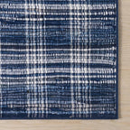 Dash & Albert Denim Plaid Blue Machine Washable Rug, 6 X 9 Feet, Blue/White Plaid Pattern