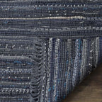 SAFAVIEH Rag Rug Collection Area Rug - 6' x 9', Ink & Multi, Handmade Boho Stripe Cotton, Ideal for High Traffic Areas in Living Room, Bedroom (RAR121C)