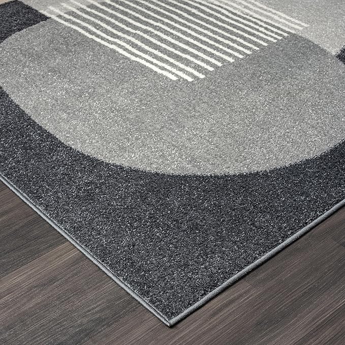Abani Deco Collection Area Rug - Grey Minimalist Design -7'9" x 10'2"(8'x10') - Easy to Clean - Durable for Kids and Pets - Non-Shedding - Medium Pile - Soft Feel - for Living Room, Bedroom & Office