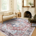 Washable Area Rug. Modern Farmhouse. Vintage. Turkish. Bohemian. Distressed. Oriental. Traditional. Rugs for Living Room. Dining. Bedroom. Office. Entryway. Foyer. (858RM, 2'5 x 9'8)