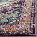 SAFAVIEH Monaco Collection Area Rug - 9' x 12', Violet & Light Blue, Boho Chic Medallion Distressed Design, Non-Shedding & Easy Care, Ideal for High Traffic Areas in Living Room, Bedroom (MNC243L)