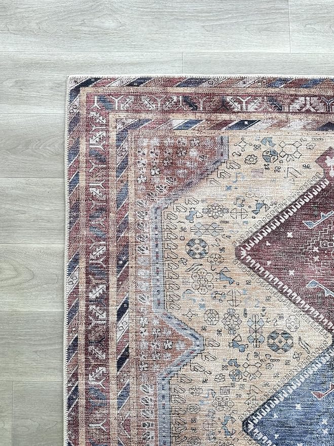 Fame Living Washable Area Rug. Modern Farmhouse. Vintage. Turkish. Bohemian. Distressed. Oriental. Traditional. Rugs for Living Room. Dining. Bedroom. Office. Entryway. Foyer. (863TT, 7'5" x 9'8")
