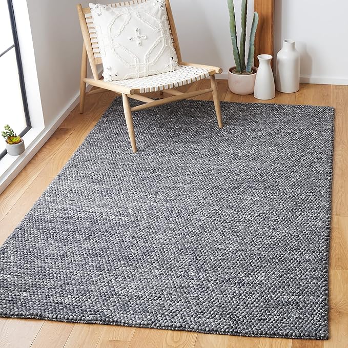 SAFAVIEH Area Rug 5x8 - Natura Collection - Dark Grey, Handmade Wool Blend, Textured Design, Ideal for Living Room, Bedroom, Dining Space (NAT620H)