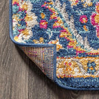 JONATHAN Y Boho Vintage Blue/Multi 3x3 Square Area Rug, Bohemian Flair Medallion, Floral Easy-Cleaning High Traffic for Living Room, Bedroom, Kitchen, Pet-Friendly, Non Shedding (BMF106A-3SQ)
