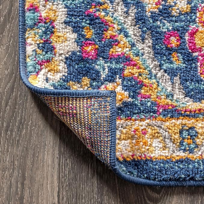 JONATHAN Y Boho Vintage Blue/Multi Runner Rug, 2x10, Bohemian Flair Medallion, Floral Easy-Cleaning High Traffic for Living Room, Bedroom, Kitchen, Pet-Friendly, Non Shedding (BMF106A-210)