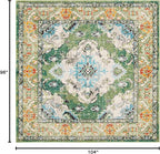 SAFAVIEH Monaco Collection Area Rug - 8'8" Square, Forest Green & Light Blue, Medallion Distressed Design, Non-Shedding & Easy Care, Ideal for High Traffic Areas in Living Room, Bedroom (MNC243F)