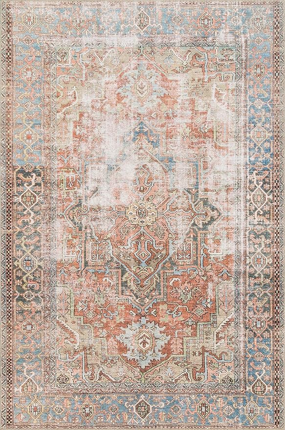 Loloi Loren Collection LQ-15 Terracotta/Sky 8'-4" x 11'-6" Area Rug