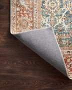Loloi Layla Collection LAY-04 Ocean/Rust 9'-0" x 12'-0" .13" Thick Area Rug, Soft, Durable, Vintage Inspired, Distressed, Low Pile, Non-Shedding, Easy Clean, Printed, Living Room Rug