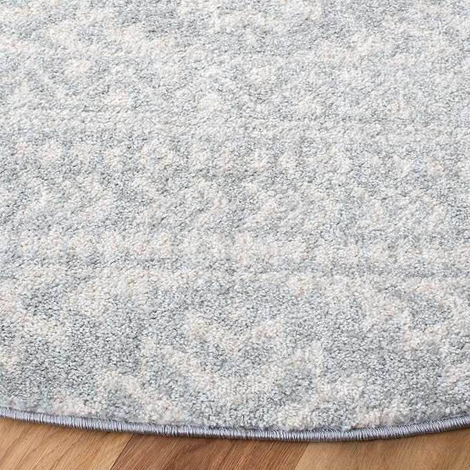 SAFAVIEH Tulum Collection Area Rug - 12' Round, Light Grey & Ivory, Moroccan Boho Tribal Design, Non-Shedding & Easy to Clean, Ideal for Living Room, Bedroom, Dining Space (TUL272F)