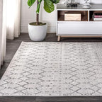 JONATHAN Y Boho Vintage Diamond Cream/Gray Indoor Area Rug 9X12 ft, Moroccan Hype for Living Room, Bedroom, Kitchen, Office, Easy-Cleaning, High Traffic, Pet-Friendly, Non-Shedding (MOH101B-9)