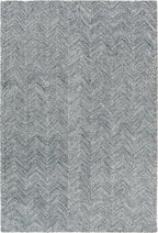 Modern Herringbone Chevron Collection Handcrafted Wool Area Rug - Durable, Zigzag Pattern, for High Traffic, Contemporary Design for Living Room, Bedroom, Dining Room Decor (Denim Blue, 6' round)