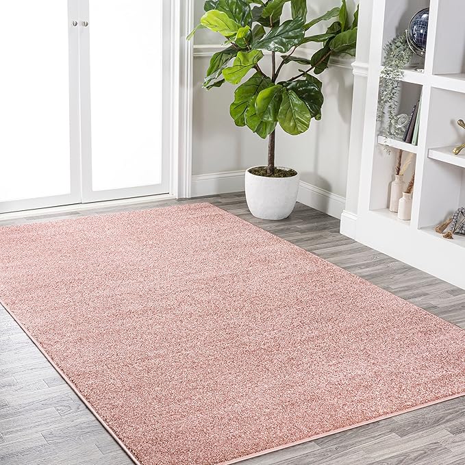JONATHAN Y Haze Solid Low-Pile Pink Indoor Area Rug 6x9, Coastal,Bohemian,Minimalist,Classic, Easy-Cleaning for Living Room,Bedroom,Kitchen,Pet Friendly,Non-Shedding (SEU100P-6)