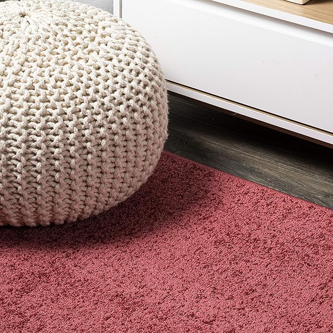 JONATHAN Y Haze Solid Low-Pile Red 9x9 Square Indoor Area Rug, Coastal,Bohemian,Minimalist,Classic, Easy-Cleaning for Living Room,Bedroom,Kitchen,Pet Friendly,Non-Shedding (SEU100E-9SQ)