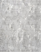 Adel Modern Area Rug for Living Room, 8x10 Rustic Distressed Abstract Large Grayl Rug, Medium Pile Stain Resistant Carpet for Bedroom, Dining Room or Kitchen (8' x 10', Gray)