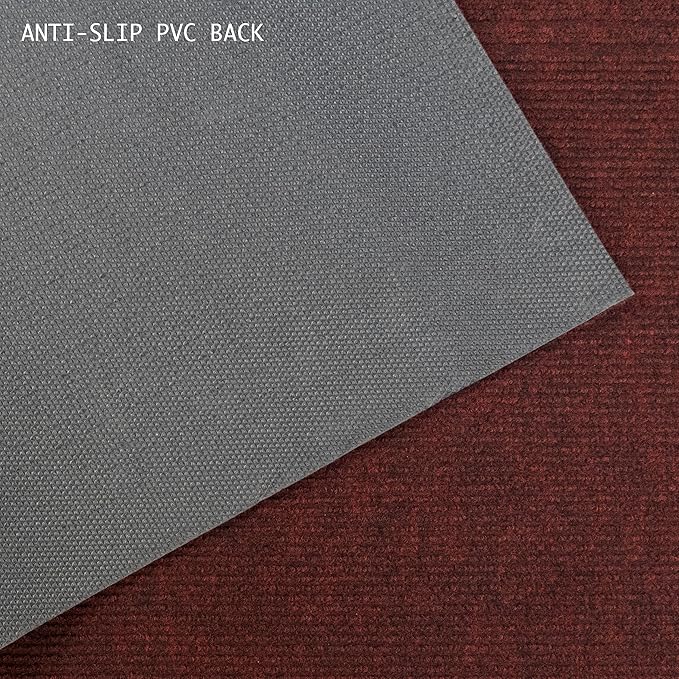 English Home Custom Size Anti Slip Burgundy Design Light Weight Durable TPR Backing Thin Pile Runner Rug (36" x 8')