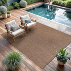 CAMILSON Outdoor Rug 5x7 Modern Area Rugs for Indoor and Outdoor Patios and Porches - Waterproof, Washable, Non-Shedding, Easy-to-Clean Outside Carpet (5 x 7, Solid - Jute)