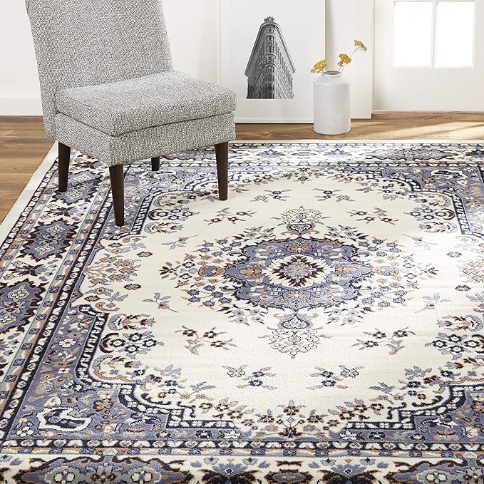 Home Dynamix Premium Sakarya Traditional Medallion Border Area Rug, Porcelain, 3'7"x5'2" Rectangle