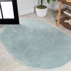 Eyely UES100S-5OV Supersoft Haze Solid Low-Pile Indoor Area Rug, Coastal, Bohemian, Minimalist, Classic, Casual for Bedroom,Kitchen,Living Room,Non Shedding,Easy-Washing, Blue, 5 X 8 Oval