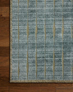 Loloi Chris Loves Julia Calvin Collection CLV-02 Ocean/Olive 2'-7" x 10'-0" Runner Rug Checkered Neutral Soft Living Room Bedroom Carpet
