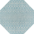 Unique Loom Outdoor Trellis Collection Area Rug - Tribal Trellis (7' 10" Octagon, Aqua/ Ivory)