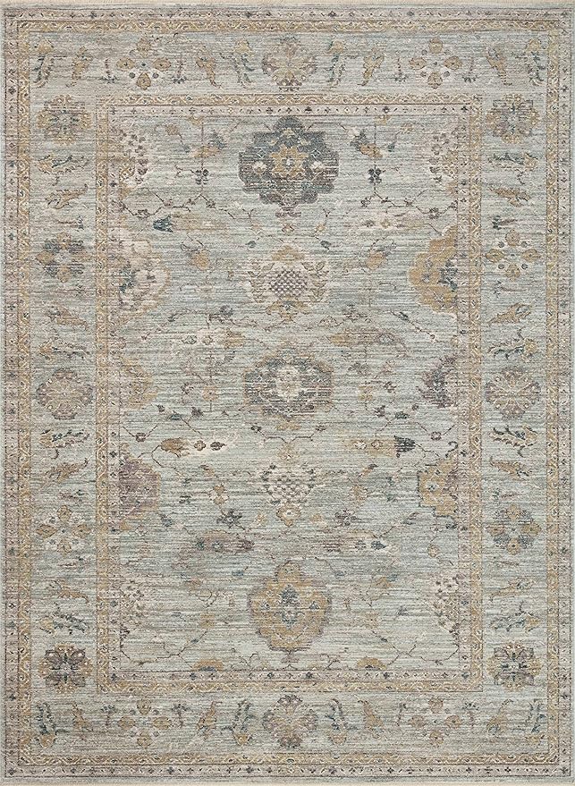 Loloi Magnolia Home by Joanna Gaines Millie Collection MIE-02 Sky/Gold 2'-7" x 10'-0", .25" Pile Height, Runner Rug