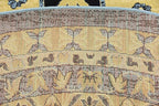 Unique Loom Taftan Collection Border Geometric Tribal Inspired Design Area Rug (8' 0 x 8' 0 Round, Light Blue/ Gold)