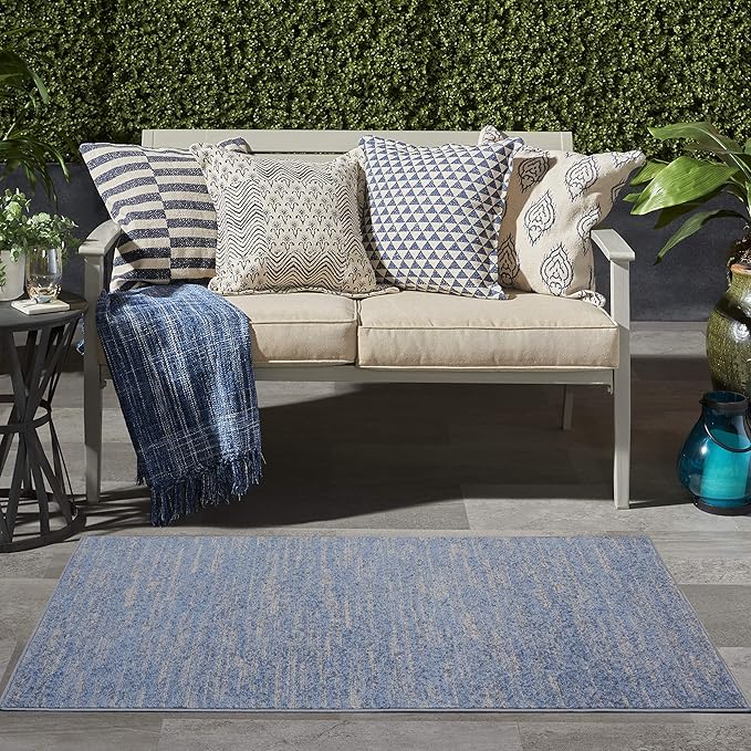 Nourison Home Nourison Essentials Blue Grey 3' x 5' Area Rug - Easy Clean, Non Shedding, Bed Room, Living Room, Dining Room, Kitchen (3' x 5')