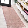 JONATHAN Y Haze Solid Low-Pile Pink Runner Rug 2x10, Coastal,Bohemian,Minimalist,Classic, Easy-Cleaning for Living Room,Bedroom,Kitchen,Pet Friendly,Non-Shedding (SEU100P-210)
