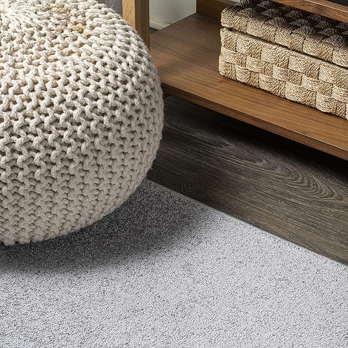 Eyely UES100K-28 Supersoft Haze Solid Low-Pile Indoor Runner Rug Casual;Contemporary;Solid;Traditional, Bedroom, Kitchen, Living Room, Easy-Cleaning, Non-Shedding, 2 X 8, Light Gray