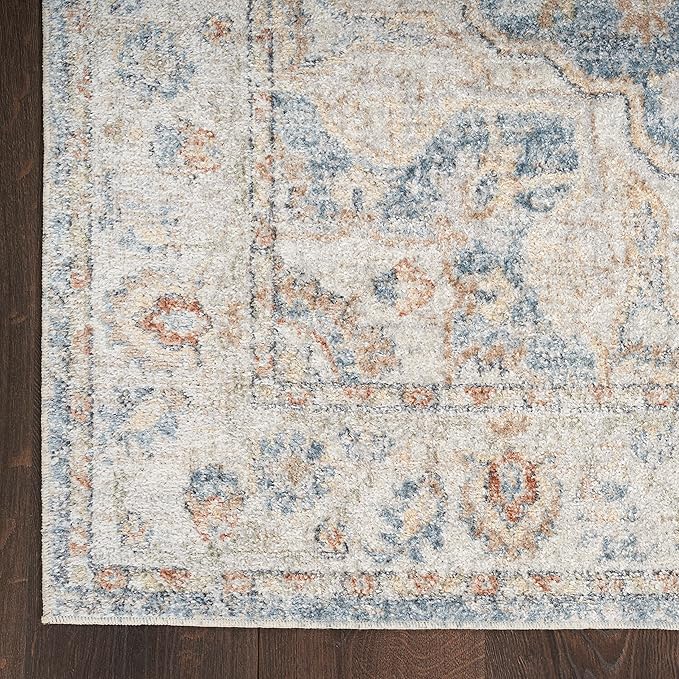 Nourison Home Astra Machine Washable Denim Multicolor 2'2" x 10' Area Rug - Easy Clean, Non Shedding, Bed Room, Living Room, Dining Room, Kitchen (10' Runner)
