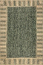 Nuloom Asha Green/Brown, 9'6" x 12', Casual, Striped Border, Soft and Cozy, High Traffic, Stain Resistant, Easy Clean, Durable Area Rug for Indoor/Outdoor Patio, Deck, Porch, Garden, Courtyard