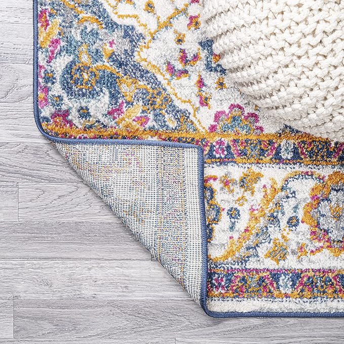 JONATHAN Y Boho Vintage Fuchsia/White Indoor Area Rug, 8x10, Bohemian Flair Medallion, Floral Easy-Cleaning High Traffic for Living Room, Bedroom, Kitchen, Pet-Friendly, Non-Shedding (BMF106C-8)