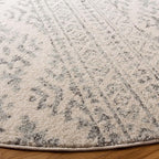 SAFAVIEH Tulum Collection Area Rug - 9' Round, Ivory & Grey, Moroccan Boho Tribal Design, Non-Shedding & Easy to Clean, Ideal for Living Room, Bedroom, Dining Space (TUL272A)
