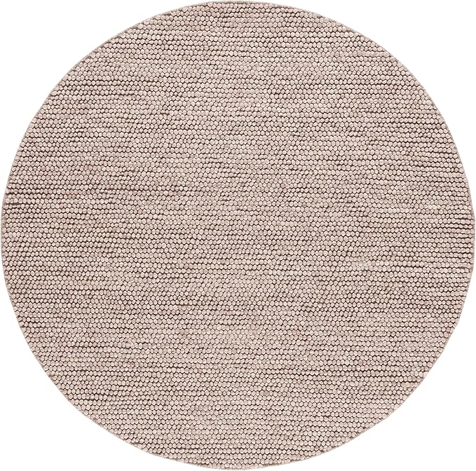 SAFAVIEH Natura Collection Area Rug - 6' Round, Brown, Handmade Wool Blend, Textured Design, Ideal for Living Room, Bedroom, Dining Space (NAT620T)