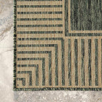 Nuloom Asha Green/Brown, 4' x 6', Casual, Striped Border, Soft and Cozy, High Traffic, Stain Resistant, Easy Clean, Durable Area Rug for Indoor/Outdoor Patio, Deck, Porch, Garden, Courtyard