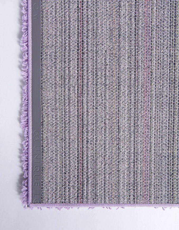 Unique Loom Solid Shag Collection Area Rug (7' 1" x 10' Rectangle, Lilac)