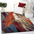 SAFAVIEH Glacier Collection Area Rug - 5'3" x 7'6", Red & Green, Modern Abstract Design, Non-Shedding & Easy Care, Ideal for High Traffic Areas in Living Room, Bedroom (GLA126Q)