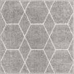 Unique Loom Trellis Frieze Collection Area Rug - Geometric (3' Square, Light Gray/ Ivory)
